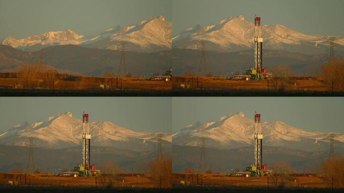 高清视频石油压裂钻机和科罗拉多州Longs Peak Weld县