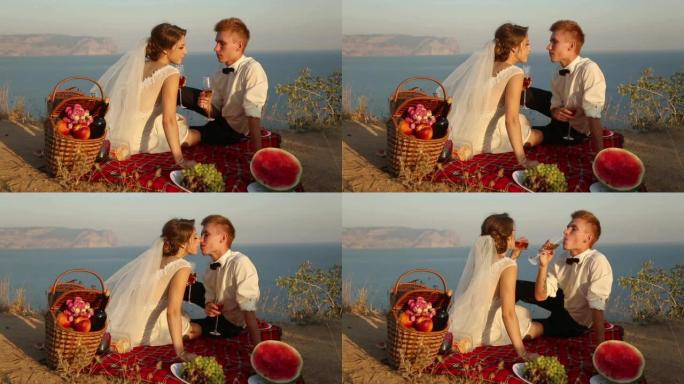 海岸浪漫婚礼野餐