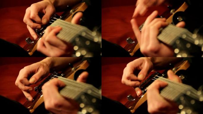 吉他弹奏者手部特写技巧技艺指法手法