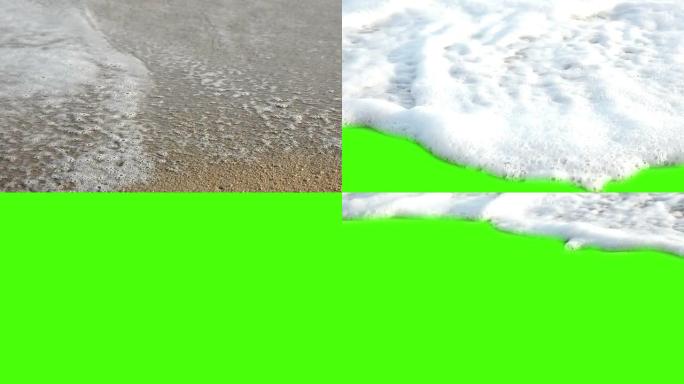 沙子、大海和绿色屏幕背景