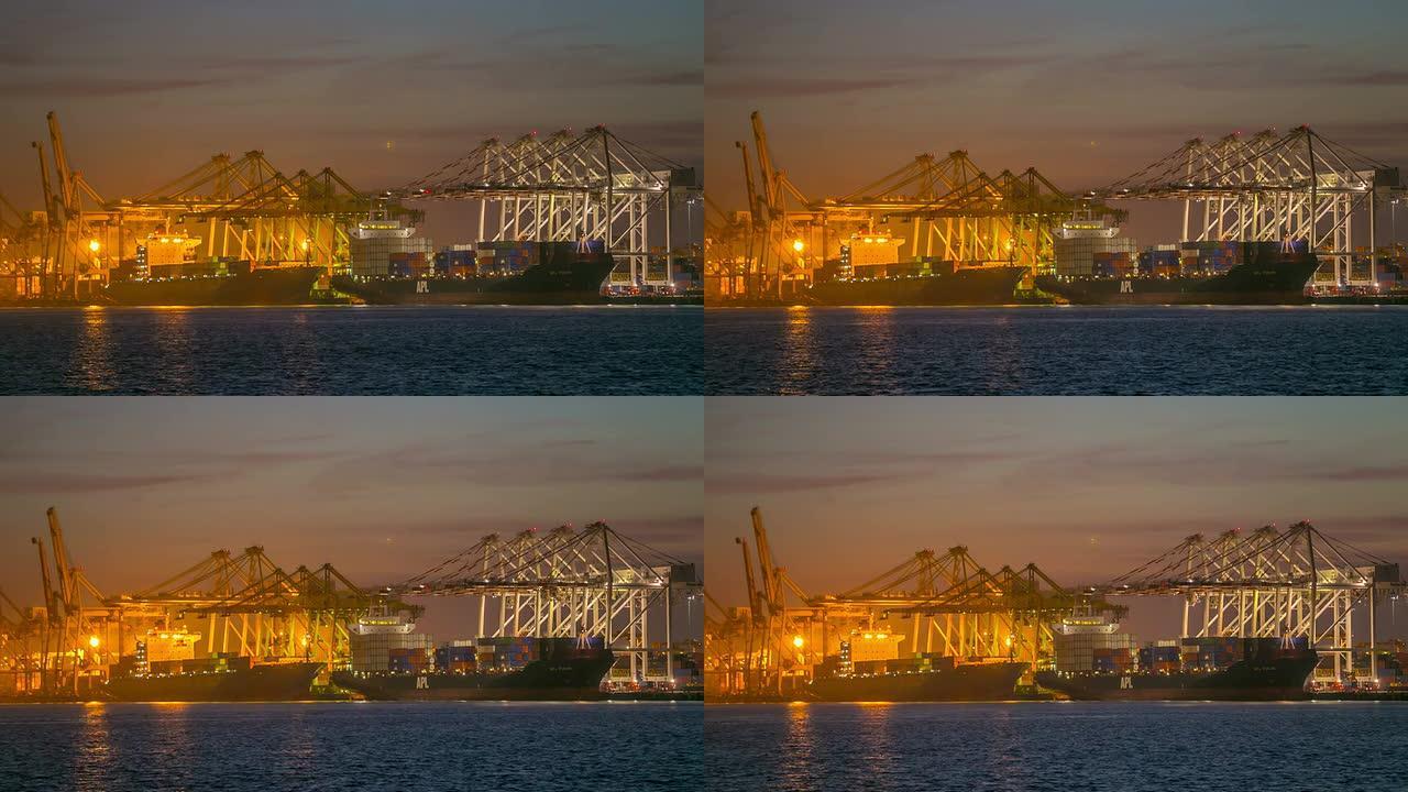 港口城市海运码头港口轮船外贸易运输物流集