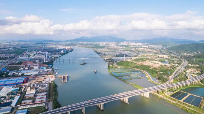 4k珠海虎跳门水道南门大桥航拍延时