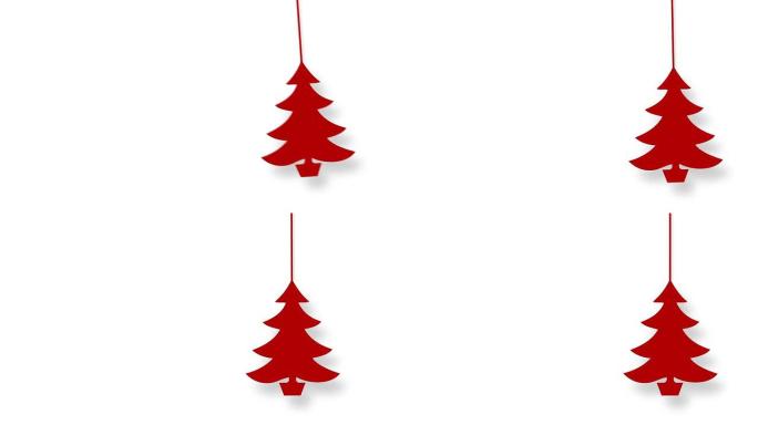 圣诞树在绳子上跳动的动画。
