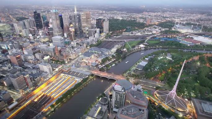 澳大利亚墨尔本俯拍俯视车流穿梭商务区中心