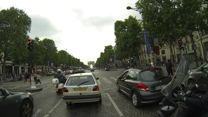巴黎的爱丽舍宫 (Champ Elysees) 汽车行驶的时间流逝