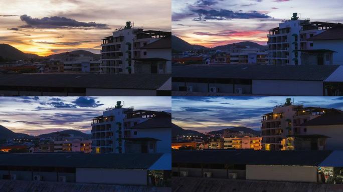 高清延时: 泰国景点城市华欣的白天到晚上