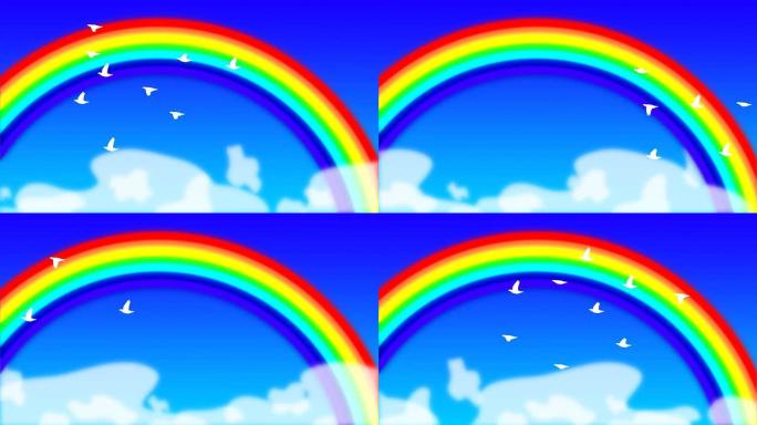 彩虹和鸽子可循环背景
