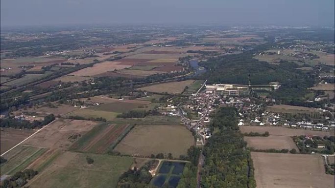 Villandry城堡-鸟瞰图-中心，安德尔和卢瓦尔省，图尔区，法国