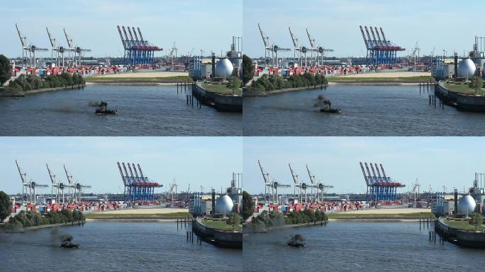 汉堡港配有起重机海运汉堡港口轮船外贸易运