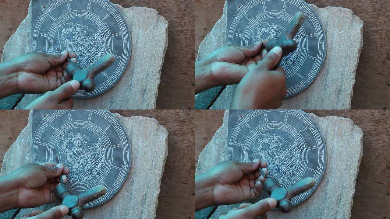 佛教玛尼石板石雕尼泊尔