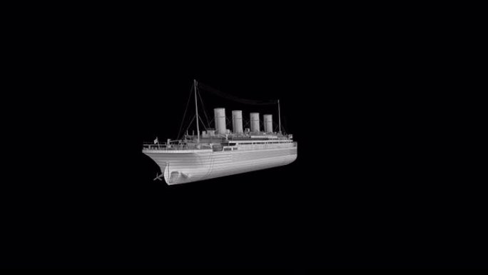 均方根泰坦尼克号船线框旋转回路与亮度哑光隔离