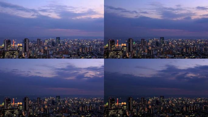 黄昏时分的神户城市景观