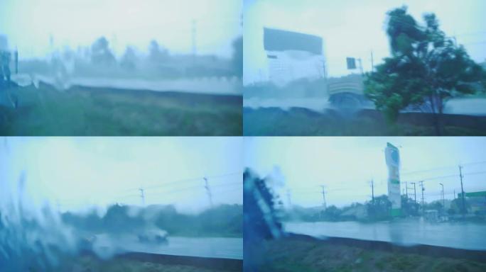 车流中的雨窗。