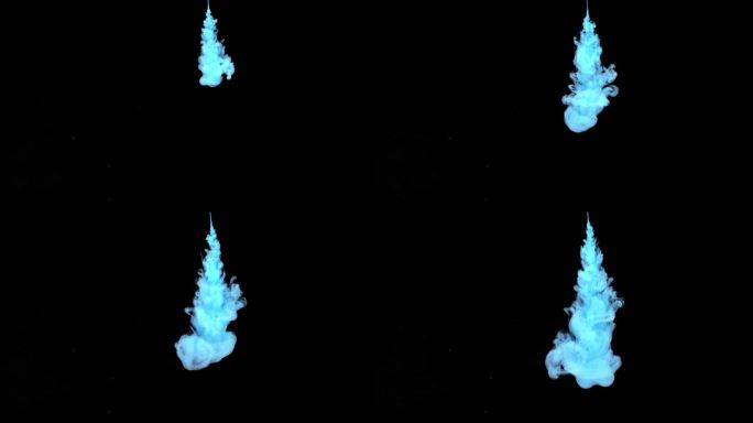 4K升格蓝色流体水墨入水有通道