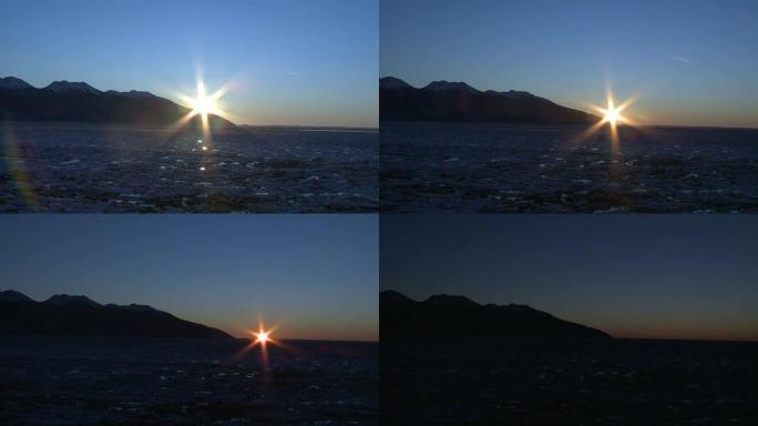 Mountain Sunset Time Lapse with Rising Ocean Tide高