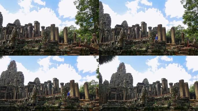 柬埔寨吴哥七里巴戎寺的延时景观