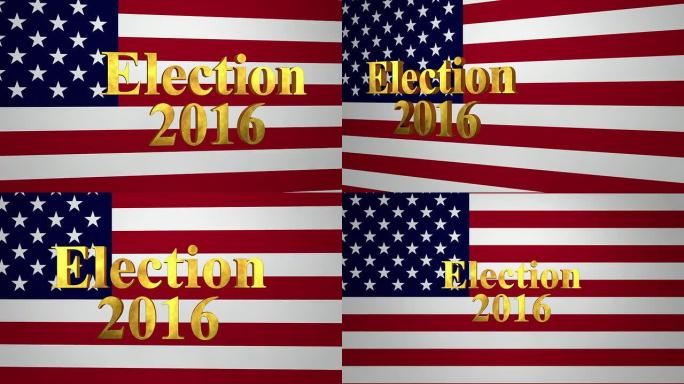 2016年美国大选金色文字与美国国旗
