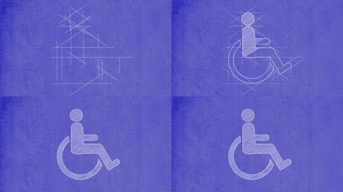蓝图残疾人图标手绘图标线条logolog