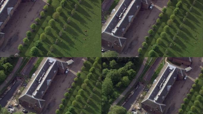 邓纳姆·梅西大厅-鸟瞰图-英格兰，利物浦，直升机拍摄，空中视频，cineflex，建立镜头，英国