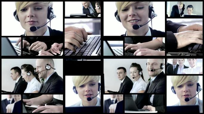 商务客服微笑电话客服中心通话接线员呼叫