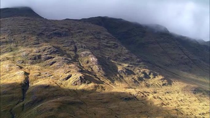 廷德鲁姆周围的格兰屏山脉-鸟瞰图-苏格兰，斯特灵，英国
