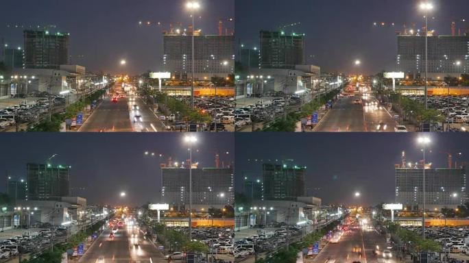 4k: 泰国夜间城市交通时间流逝