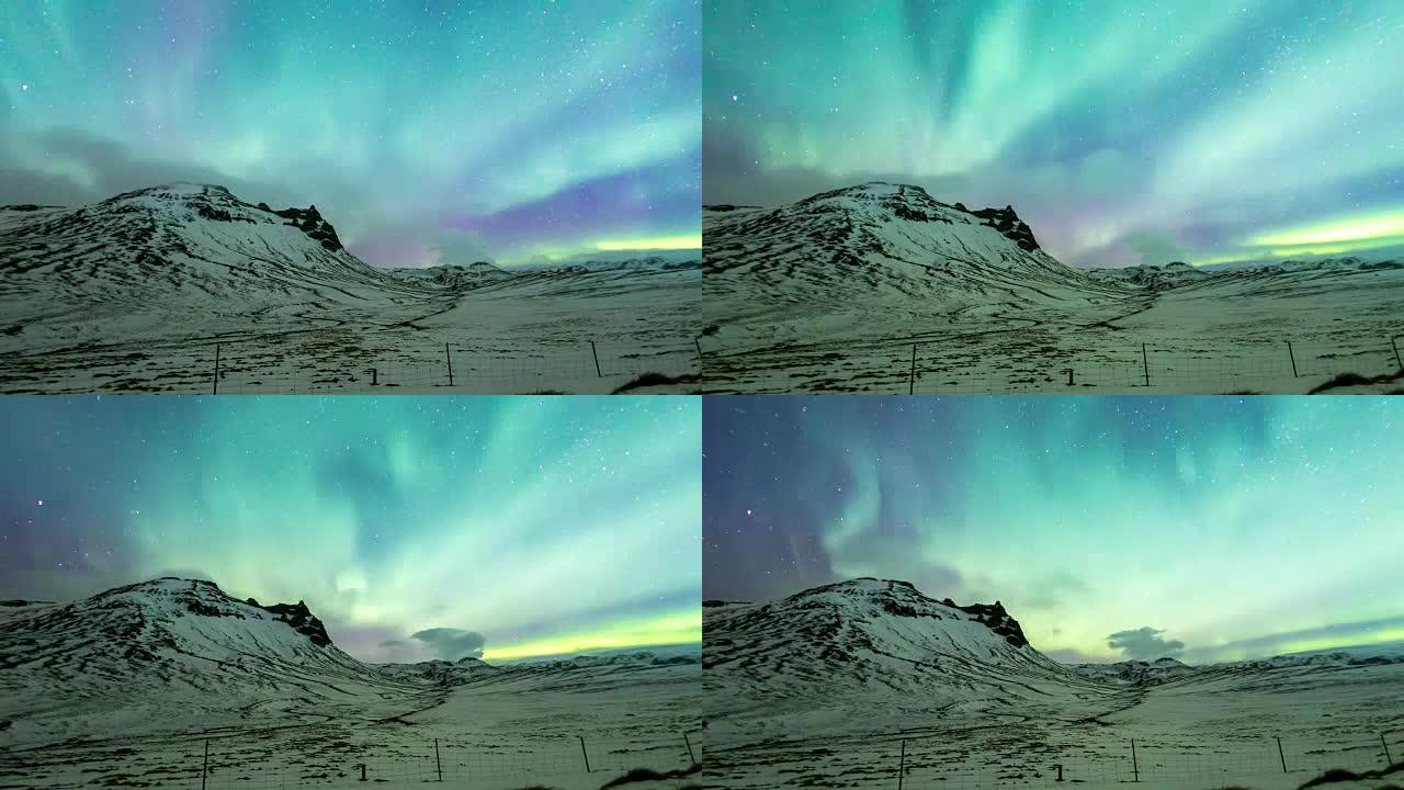 4k延时: 冰岛南部维克的北极光北极光
