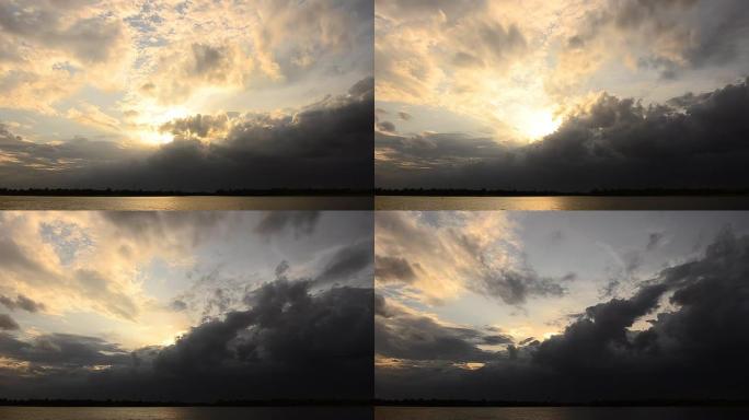 日落云层延时
