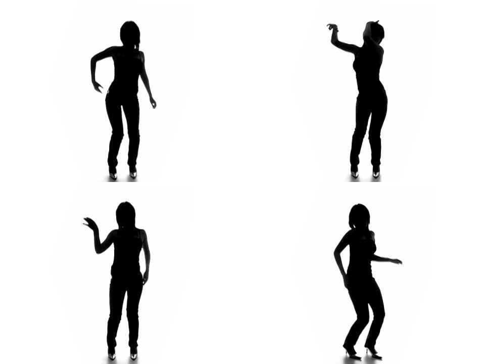 性感的舞蹈剪影3性感女人跳舞舞女黑白剪影