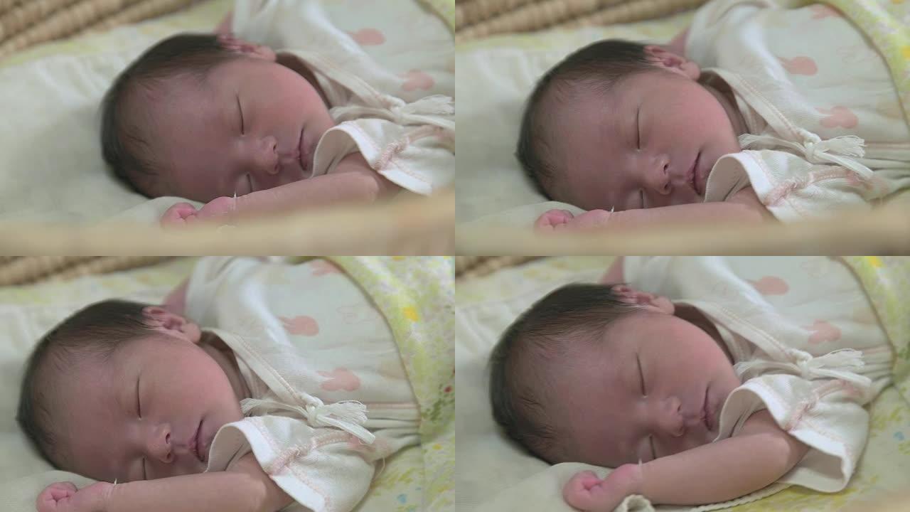 4K，日本新生婴儿睡觉。
