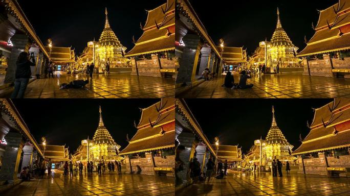 高清延时：泰国清迈Phrathat doi suthep寺庙