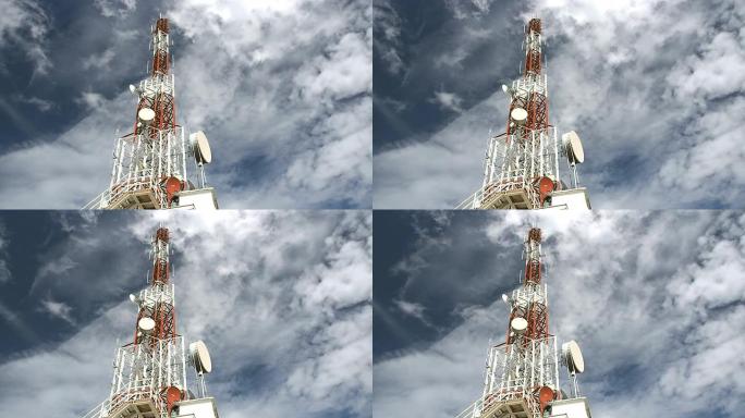 电信塔仰拍仰视钢架铁塔蓝天白云