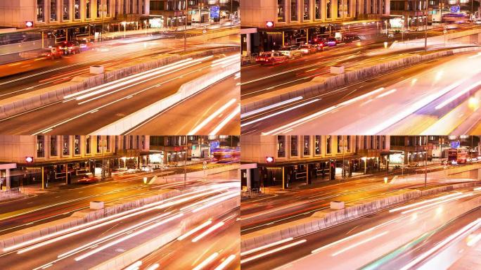 香港多线公路及建筑物交通繁忙，时间流逝。