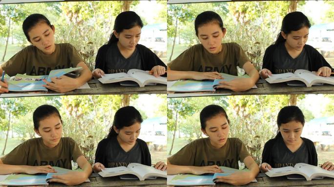 学生阅读姐妹学习姐妹读书看书学习