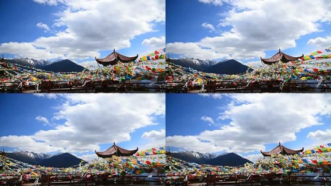 中国云南高山上的西藏圣经旗