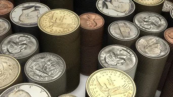 美国堆叠硬币，经济，金融