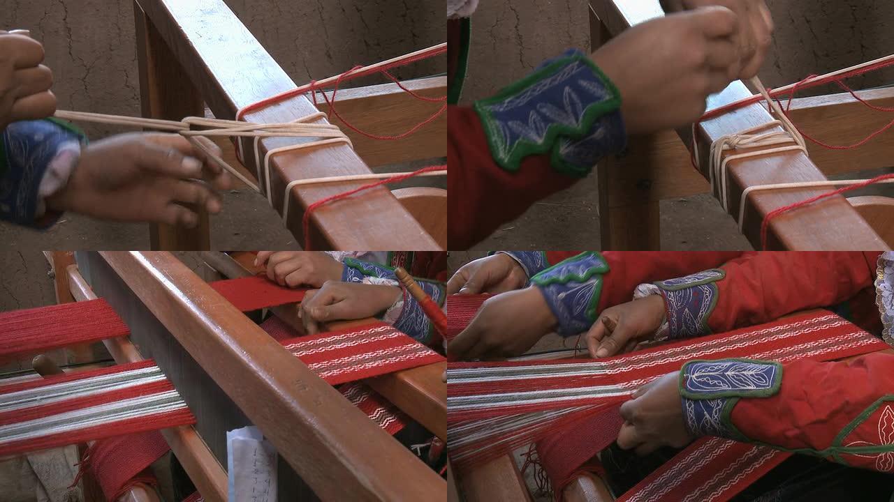 秘鲁女人的手织布手艺工匠精神