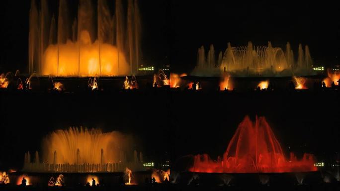巴塞罗那夜西班牙广场魔术喷泉