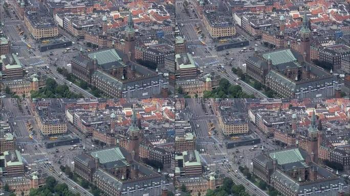 哥本哈根-市政厅广场-鸟瞰图-首都区，哥本哈根，丹麦