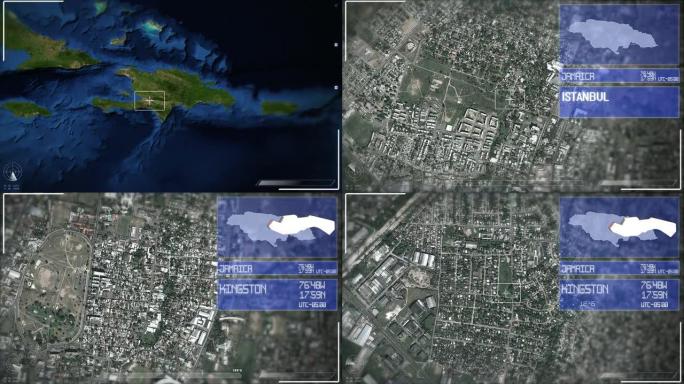 金斯敦的未来主义卫星图像视图