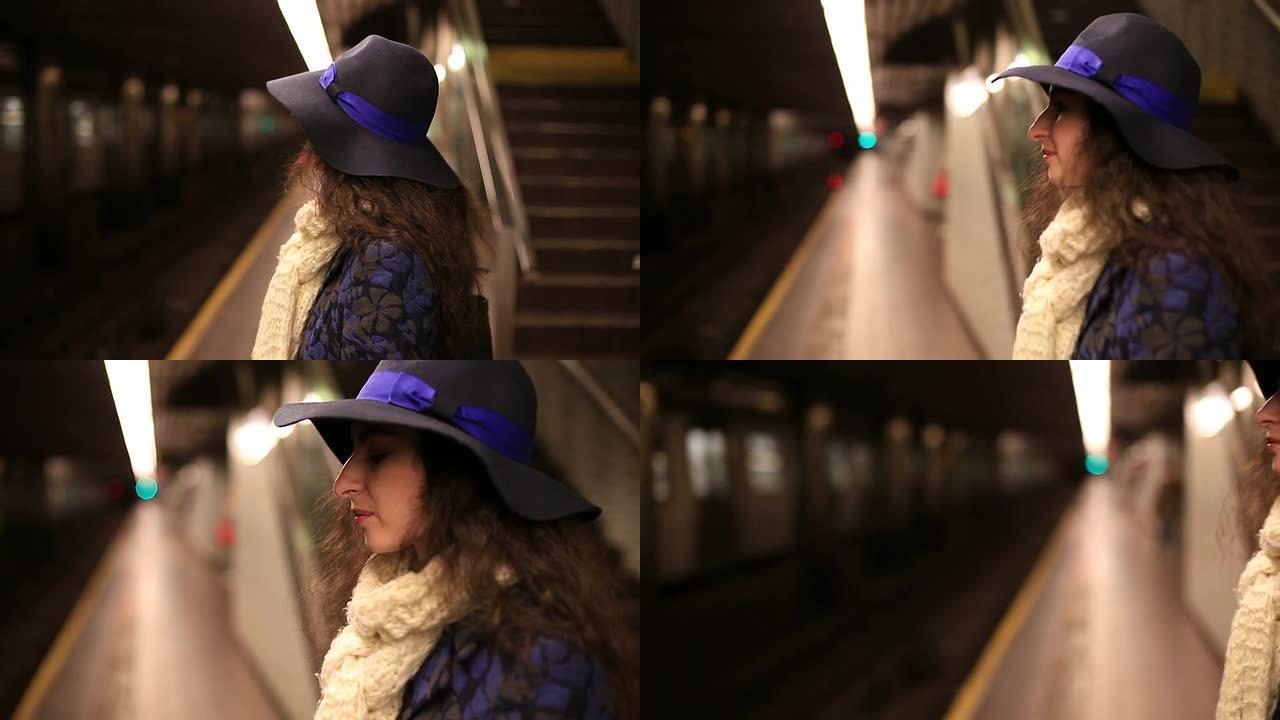 上下班往返的人迷茫陌生城市乘地铁