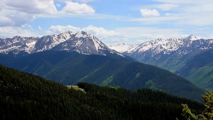 关闭阿斯彭荒野国家森林土地在阿斯彭滑雪胜地顶部史诗麋鹿山谷的延时