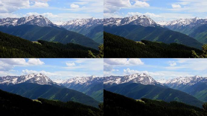 关闭阿斯彭荒野国家森林土地在阿斯彭滑雪胜地顶部史诗麋鹿山谷的延时