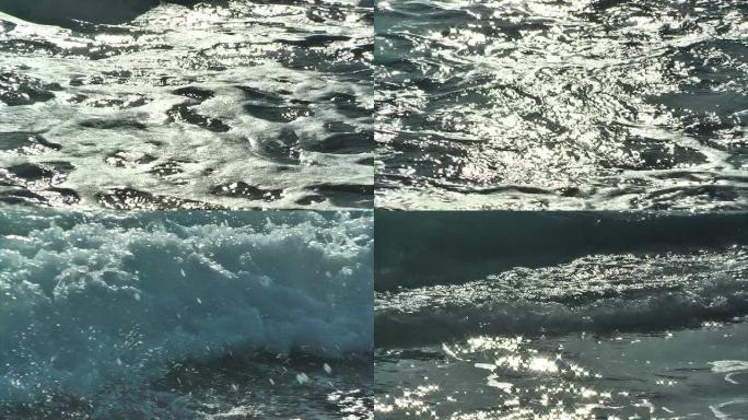 蓝色波浪。大海边浪花海岛拍打石头礁石