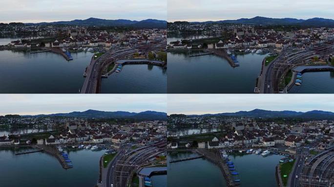 瑞士拉珀斯维尔的空中城市景观