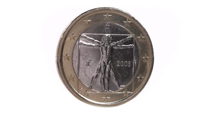 一欧元硬币一元钱旋转的钱币金属货币
