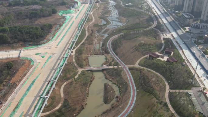 城市田园 公园 草地 梯田 油菜花田