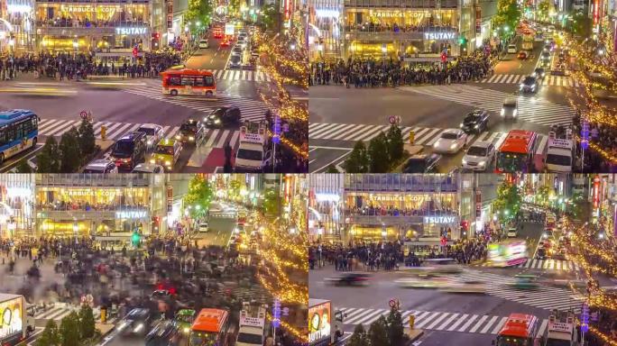 涩谷十字路口俯视图的时间流逝