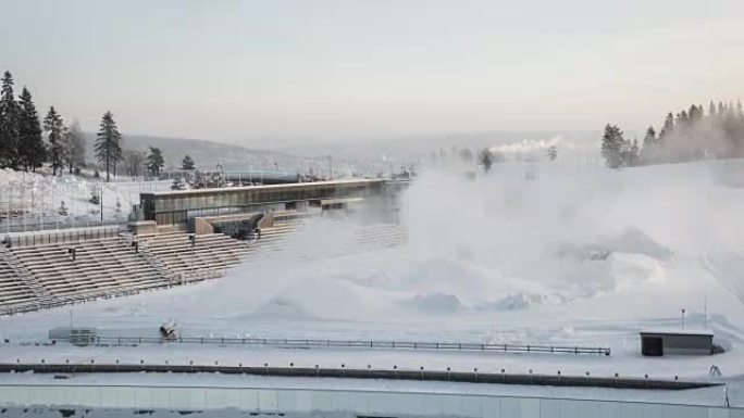 挪威奥斯陆的雪炮的时间流逝