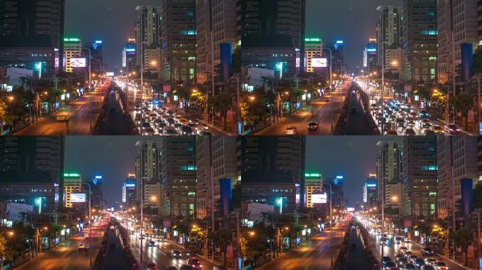 黄昏时鸟瞰高楼全景城市景观商业区 (泰国曼谷)